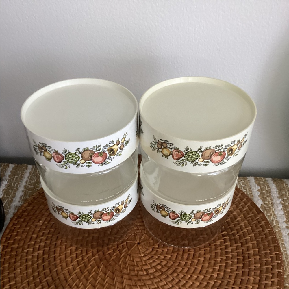 Vintage 1970s PYREX glass storage containers Set (4) Spice of Life 24 oz - Picture 2 of 5